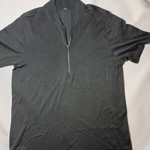 Lululemon Mesh 1/4 Zip Deep Coal Black Mens Large L Fitness Cycling Riding Cool